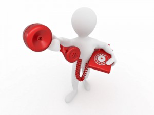 Man holding a telephone receiver